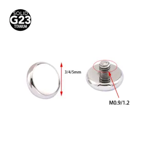 G23 titanium flat top piercing accessory, external thread 3-5mm, size M0.9 M1.2 body jewelry.