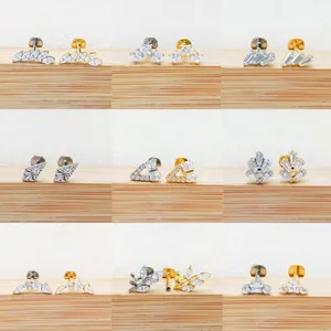 F136 Titaniumlegering Zirkonia Kroon Bloem Lipring Oor Kraakbeen Stecker Piercing Lichaamssieraden Goud Zilver Verguld