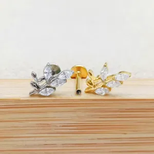 F136 Titanium Zirkoon Blad Kraakbeen Labret Piercing Lichaam Sieraad Detail Foto Mooi