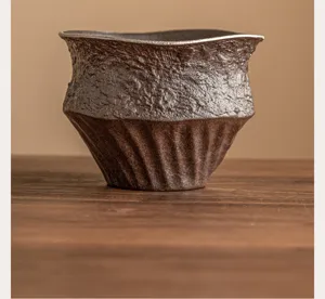 Ciotola per rifiuti di tè in ceramica grezza fatta a mano Jianshui accessorio da tè