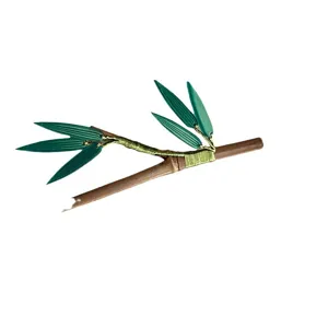 New Chinese minimalist bamboo leaf wooden hairpin ancient style hair fork elegant women accessory