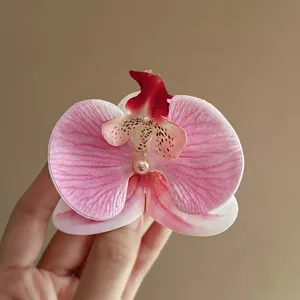 Süsse frische Orchidee Blume Perle Entenschnabel Spange modische Haarspange Urlaub Kopfbedeckung