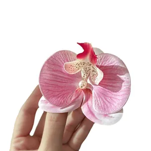 Süße rosa Orchideen Blüten Perle Entenschnabel Haarklammer modische Pony Spange Urlaub