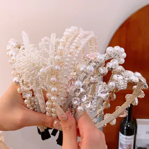 Cerchietto per capelli con perle e cristalli stile vintage francese dolce accessorio