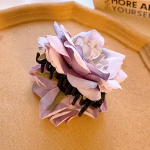 Sweet purple rose flower hair claw clip, elegant acetate shark clip for cute hairstyles daily.