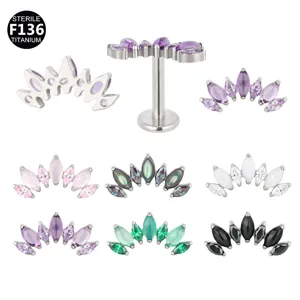 F136 Titan Marquise Zirkonia Ohrstecker G23 Titan Labret Piercing Schmuck Für Herren Damen Ohrknorpel-Stecker