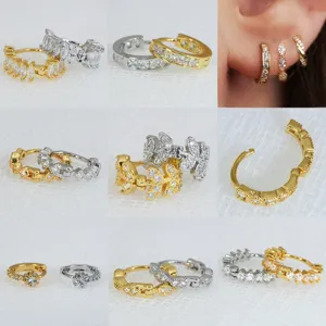 Koreanisch Herz Stern Mini Rund Zirkonia Ohrstecker Edelstahl Piercing Schmuck Für Damen Gold Silber Ohrringe