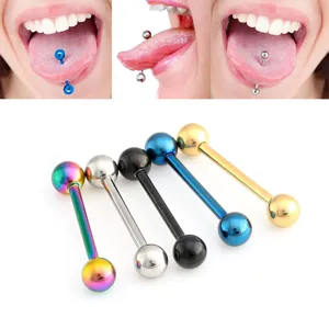 Piercings de Langue Barbell en Acier Inoxydable 316L Tige Droite à Filetage Externe Goujons de Piercing Hommes Femmes Bijoux