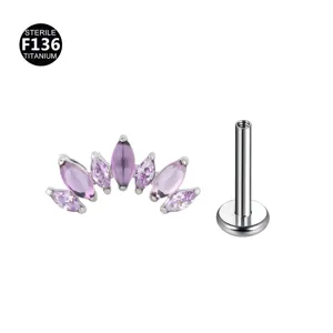 Titanium F136 Markise Cluster Labret Piercing Ohrring Stecker für perfekten Körperschmuck.