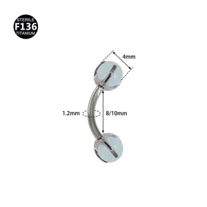 Titanium Eyebrow Ring Opal Piercing Curved Barbell 1.2x8/10mm Rook Body Jewelry New