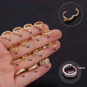 Koreanische Stil Herz Zirkon Mini Creolen 0.8x8mm Ohrringe fuer Damen Piercing Schmuck