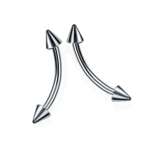 Titanium curved barbell body piercing jewelry with spike ends for eyebrow and ear