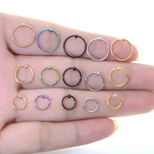 Stainless steel nose ring hoop lip ear piercing body jewelry set multi color size
