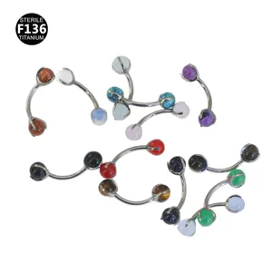 Titanium F136 internal thread curved barbell rook eyebrow piercing body jewelry details