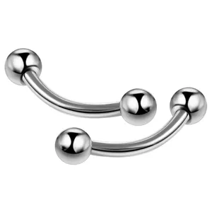 Titanium curved barbell piercing jewelry, double ball ear eyebrow tongue ring body decor