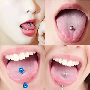 Bijou de piercing de langue barbell en acier inoxydable, clou pour style tendance.