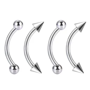 F136 titanium curved barbell piercing jewelry with balls and spikes for body piercing.