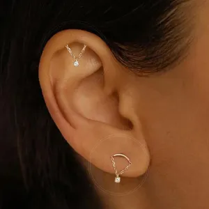 Titanium chain pendant piercing jewelry, internal threaded helix ear stud and lip ring.