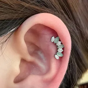 F136 Titan Marquise Naturstein Knorpel Ohrring Piercing Schmuck Hauptansicht.