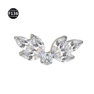 F136 Titan Piercing Schmuck, exquisite Markasit Zirkonia Flügel Ohr Knorpel Stecker.