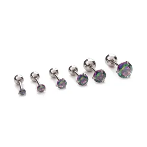 Edelstahlohrstecker Knorpel Piercing Regenbogen Zirkonia Schmuck Hauptansicht stilvoll