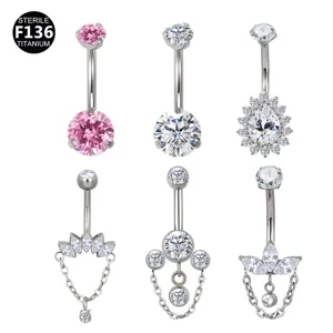Titanium Alloy Rhinestone Belly Ring Marquise Cut Tassel Chain Navel Piercing Heart Teardrop Body Jewelry For Women Party