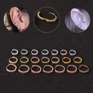 Orecchini a Cerchio in Acciaio Inossidabile Con Strass da Donna Colorati Orecchini a Bottone per Cartilagine Gioielli da Piercing
