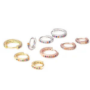 Orecchini a cerchio zirconi multicolore micro pavè cartilagine piercing ingrosso