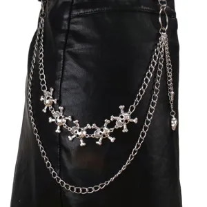 Punk multi-layer metal skull waist chain hip-hop gothic pants chain body jewelry accessory