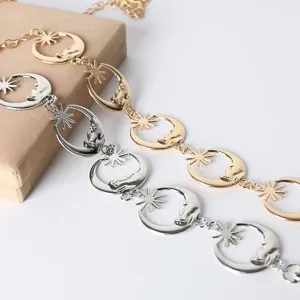 Metal moon star waist chain body jewelry fashion punk style gold silver accessories for women