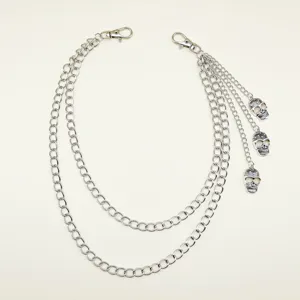 Punk silver metal multi-layer waist chain cool skull gothic pants chain accessories