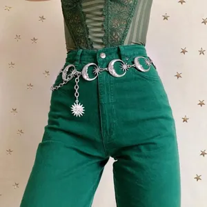 Punk style metal moon and star waist chain body chain for women fashion jewelry detail