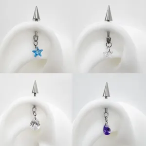 F136 Titan Knorpel Piercing Schmuck mit Stern und Tropfen Anhänger Helix Ohrring