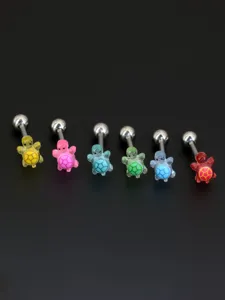 Acier inoxydable 1.6x16mm mignon tortue résine piercing de langue bijoux lot 6