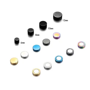 Magnetic stud earrings for men and women, non piercing round magnetic ear studs in various sizes.