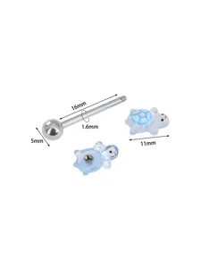 Piercing de langue en acier inoxydable 1.6x16mm jolie tortue bijoux de corps mignon.
