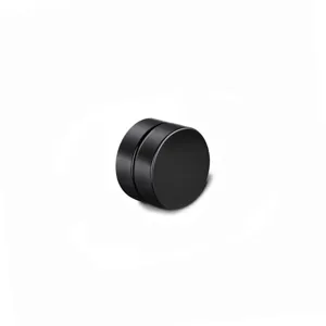 Stainless steel magnetic stud earrings detail, non piercing black round clip on design.
