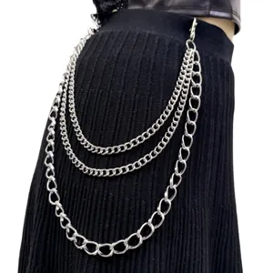 Catena da Pantalone in Metallo Multistrato Stile Strada Punk Catena da Vita Hip Hop Unisex Catena da Tasca Decorativa