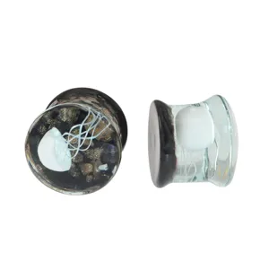 Glas Quallen Ohr Plug Tunnel Piercing Schmuck Dehnstab klare Ohrstecker Paar 6mm
