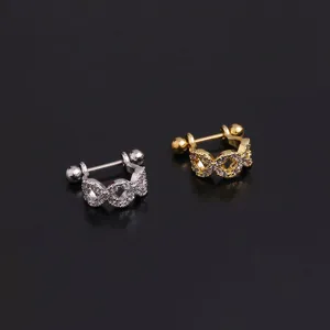 Dettagli del piercing per orecchio in acciaio inossidabile con zirconia argento e oro.