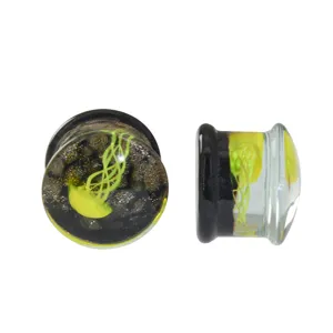 Glas Quallen Ohr Plug Tunnel doppelt ausgestellt Piercing Schmuck modische Ohr Dehner
