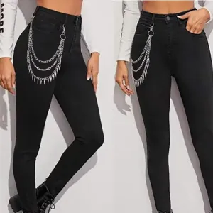 Punk multi-layer metal chain waist pants chain for hip-hop fashion style and daily wear accessories.
