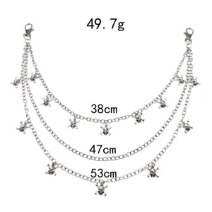 Punk multi-layer metal skull waist chain and pants chain for women street fashion style