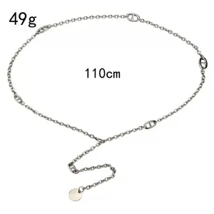 Silver tone metal waist chain body chain fashion jewelry 110cm adjustable length design