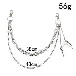 Mehrschichtige gotische Punk Metall Hosenkette Taillenkette mit Vogeltotenkopf und Flügeln.