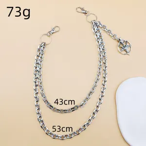 Stainless steel punk multi-layer pants chain hip hop waist chain with pendant for men women