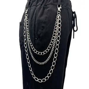 Punk Style Multi Layer Metal Pants Chain Hip Hop Streetwear Waist Chain Unisex Silver Body Jewelry Accessories