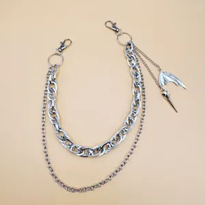 Punk Stil mehrschichtige Metall Hosenkette mit Vintage Flügel und Vogeltotenkopf.