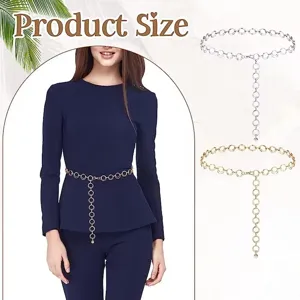 Trendy retro metal ring waist chain and body chain for women fashion apparel accessories.