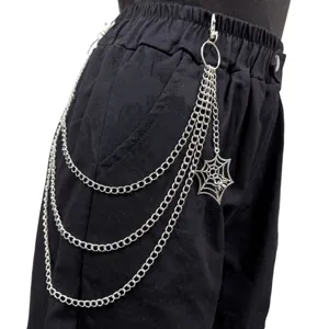 Punk Gothic Spiderweb Pendant Multi-layer Waist Chain Hip Hop Streetwear Metal Pants Chain Body Jewelry For Women